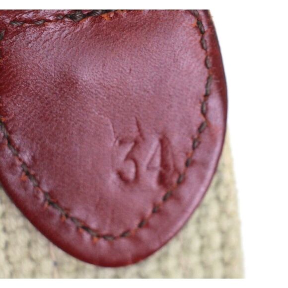 Leather Man BROWN REAL LEATHER BLUE CANVAS 1 1/4"Wd GOLF DRESS MEN BELT 34 (53M - Picture 6 of 12